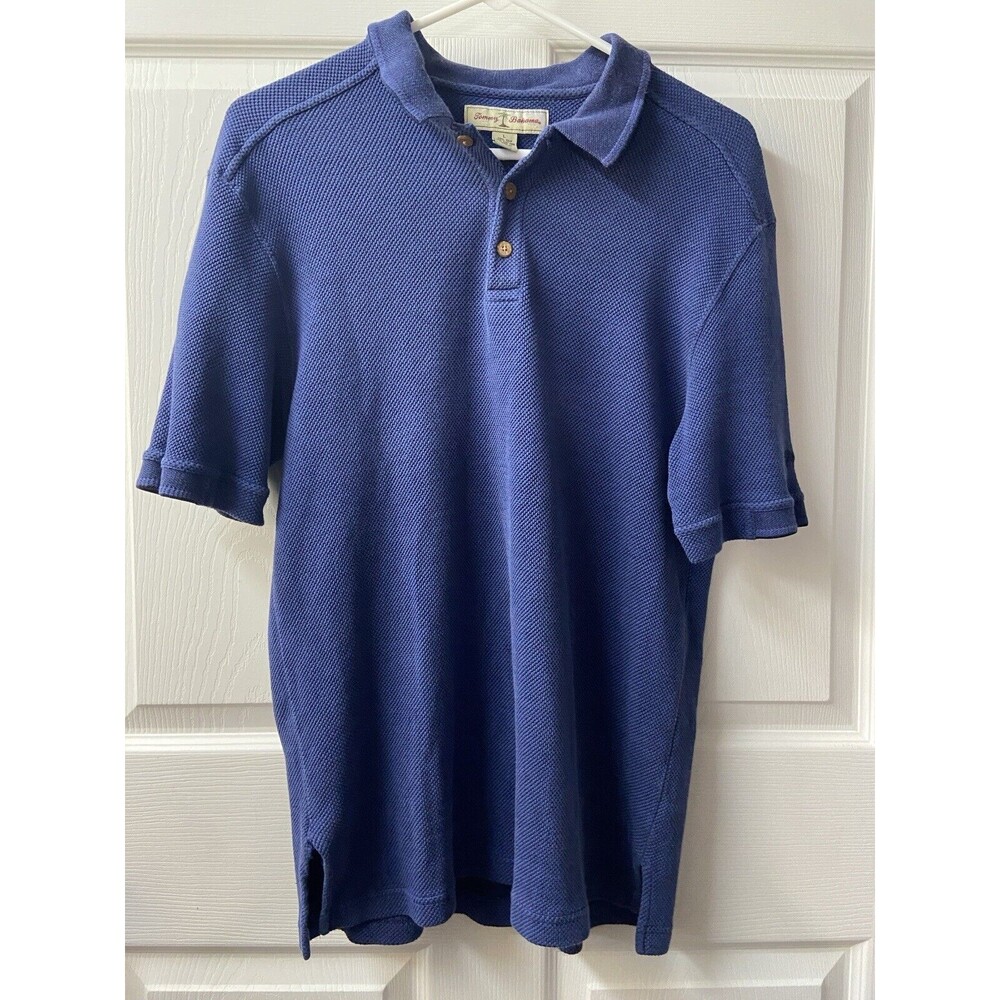 Tommy Bahama Polo Shirt Mens Large Blue Silk Relax Outdoor Casual Adult Read